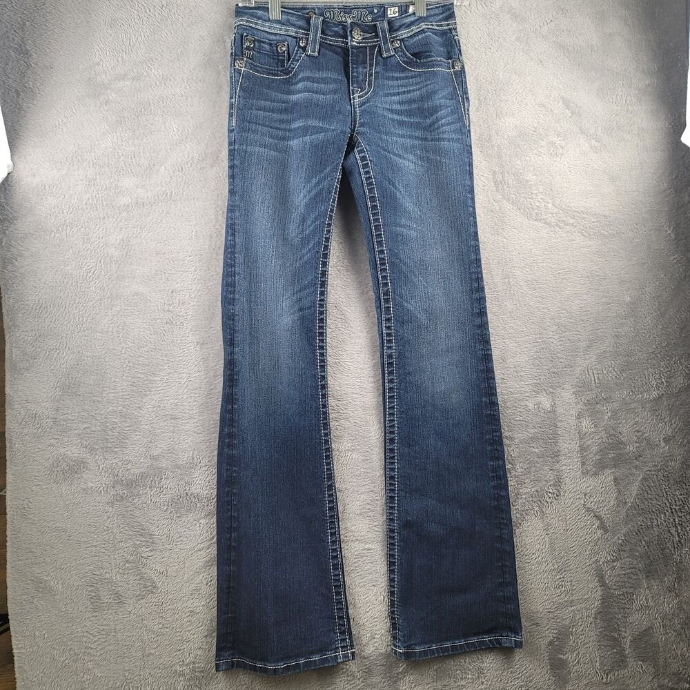 Miss Me Boot Cut Jeans Size 16 Rhinestone Embellished Western Bling Pocket